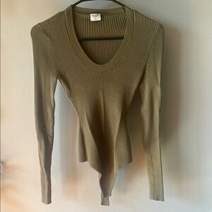 Abercrombie & Fitch Olive Green Knit Bodysuit